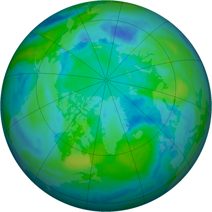 Arctic ozone map for 09 October 1986